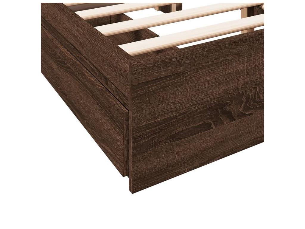 Cadre de lit à tiroirs chêne brun 135x190 bois d'ingénierie 52777TQZC