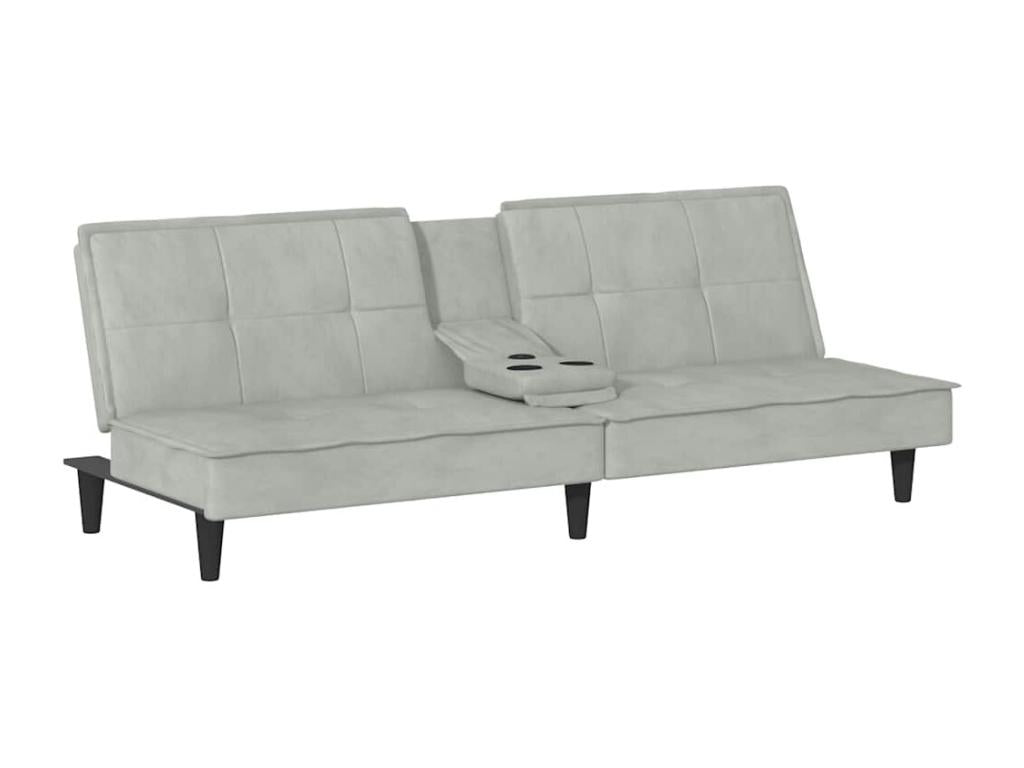 Canapé-lit avec porte-gobelets gris clair velours 23596HYDR