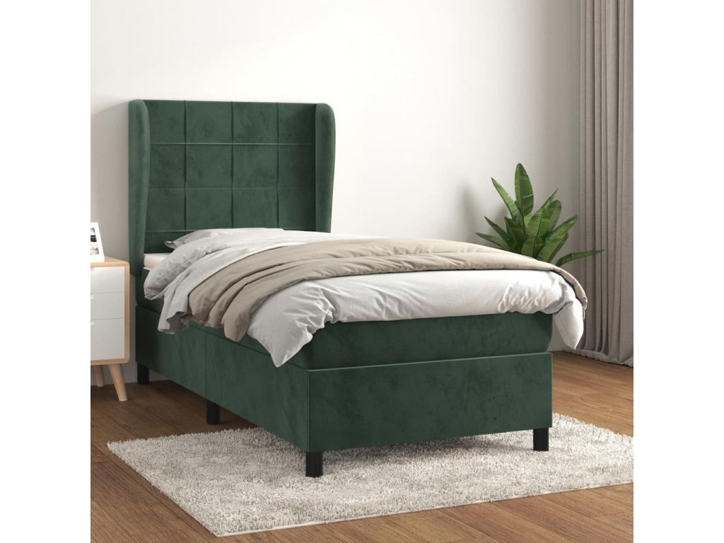 Lit à sommier tapissier avec matelas Vert foncé 100x200 cm 53677QBMA