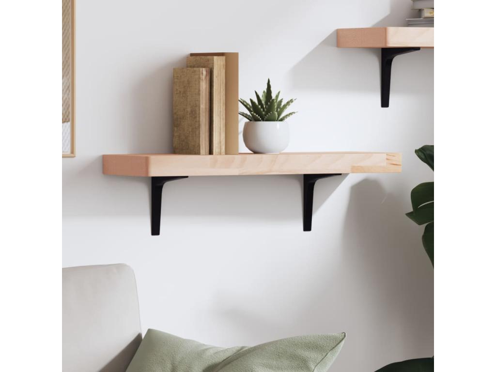 Etagère murale 60x20x4 bois massif de hêtre 61640CBZX
