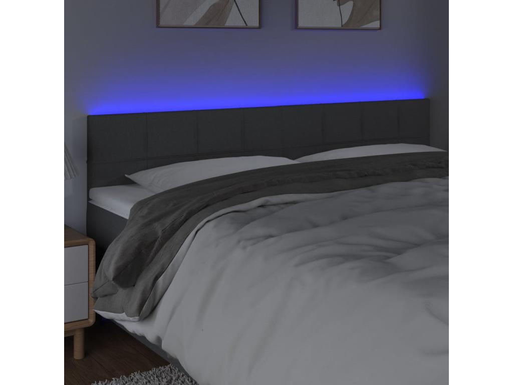 Tête de lit à LED Gris foncé 200x5x78/88 cm Tissu 48844PRSP