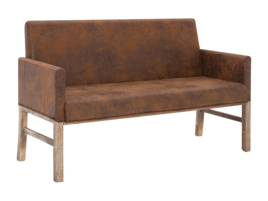 Banc avec accoudoir 140 cm Marron Similicuir daim 84019RWDU