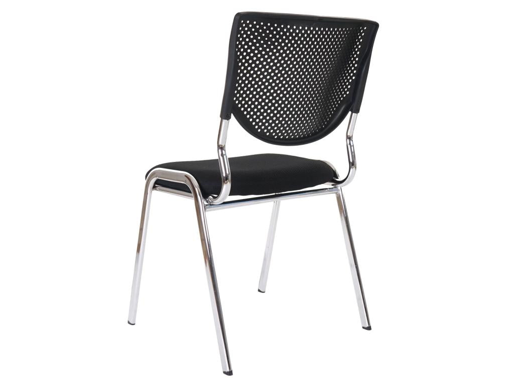 Chaise visiteur H401 Empilable lot de 2 sièges noir pieds chromés 67856UYKQ