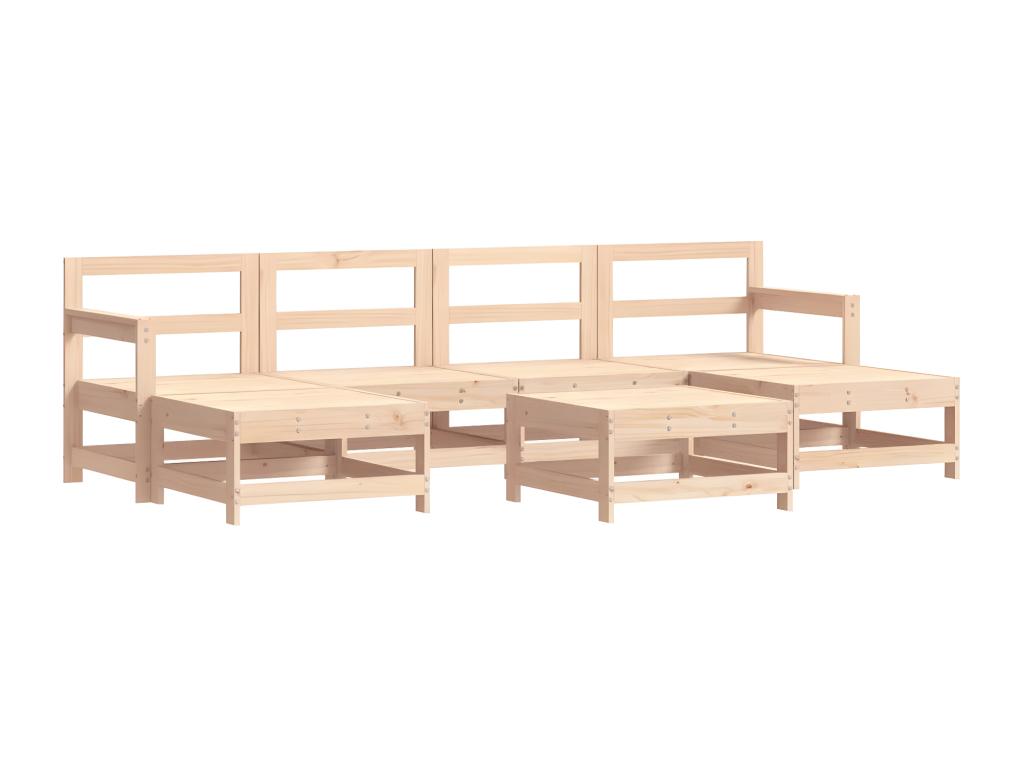 Salon de jardin 7 pcs avec coussins bois massif 10809IOKH
