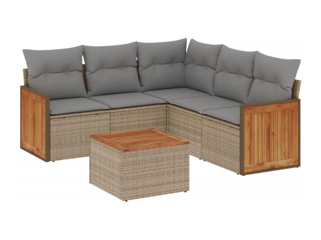 Salon de jardin avec coussins 6 pièces beige résine tressée 81777BWPC