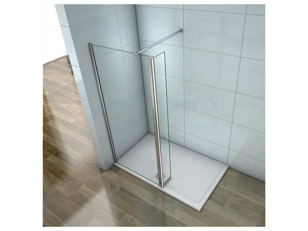 Paroi de douche à l'italienne 120 30x200cm avec retour pivotant - Verre 8mm trempé - Avec barre de fixation 90cm récupérable 27110RRAJ