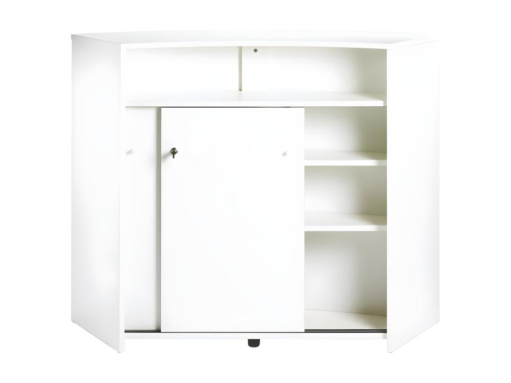 Comptoir Bar 2 Portes Blanc Serrure 4 Niches L 134.5 H 104.8 P 55.3 cm - Coloris Drapeau Suisse 650 10232GUVL