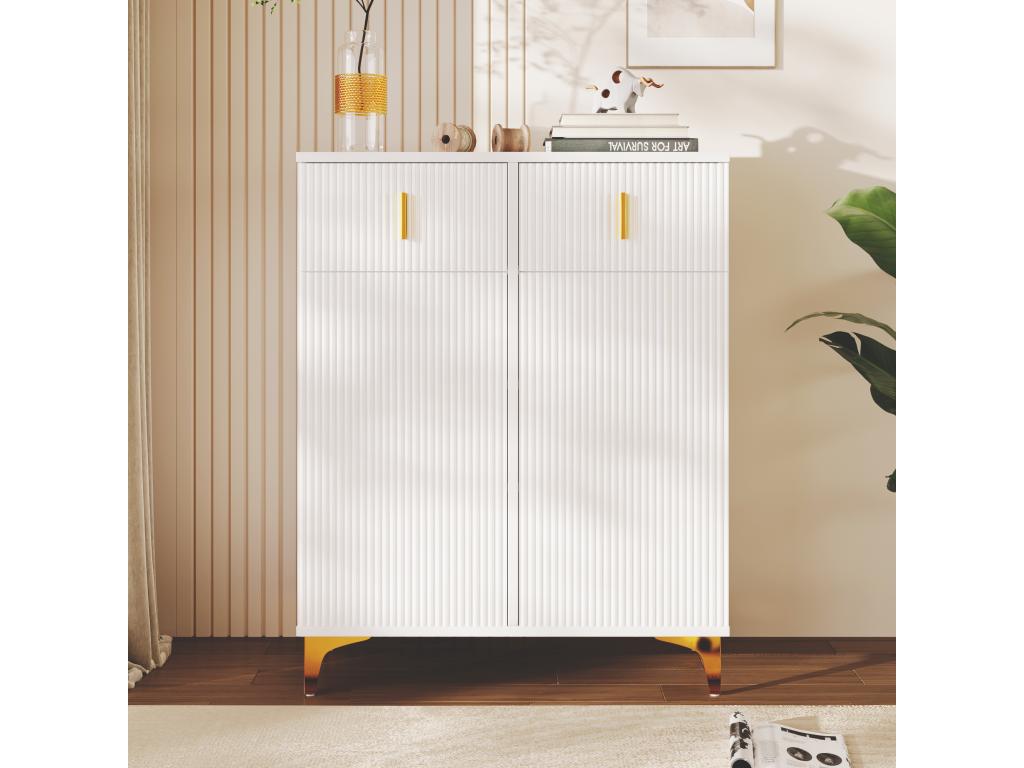 Meuble à chaussures avec 4 portes 2 tiroirs - 83x35x101 cm - Panneau de particules - Noir 19528ZXJM