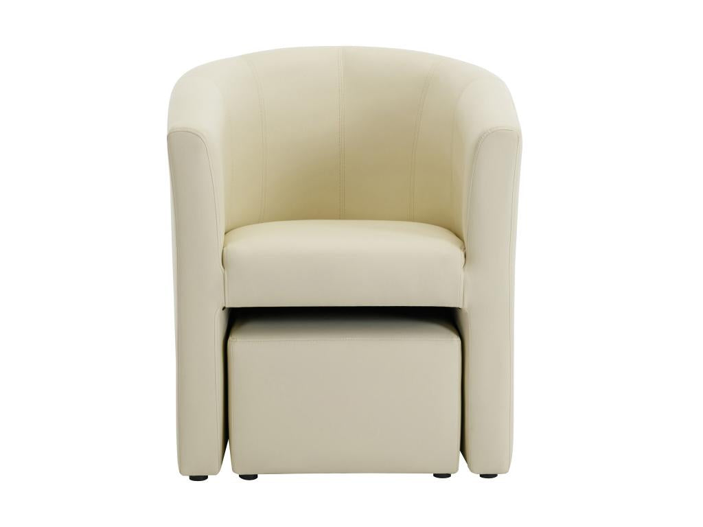Fauteuil cabriolet et pouf en simili beige Nidchicshop 93557DLZQ