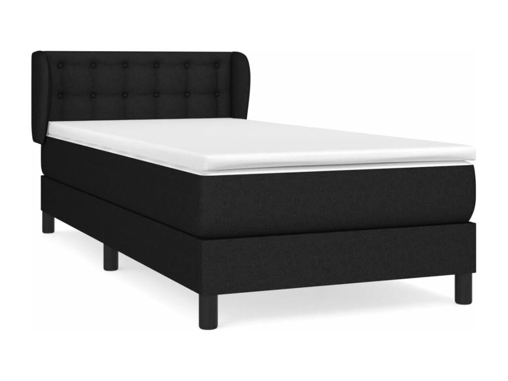 Sommier à Calmetop de lit avec matelas Noir 90x190 cm Tissu 13517DIPP