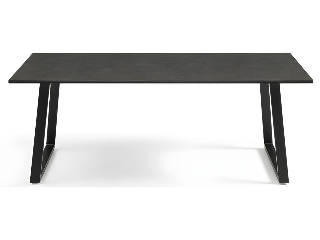 Table basse 120x60 cm céramique gris foncé pieds luge - Calmetop 02 73612GSPC