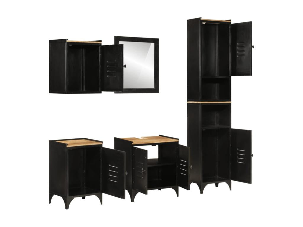 Ensemble de meubles salle de bain 5 pcs fer et bois de manguier 82781DNHW