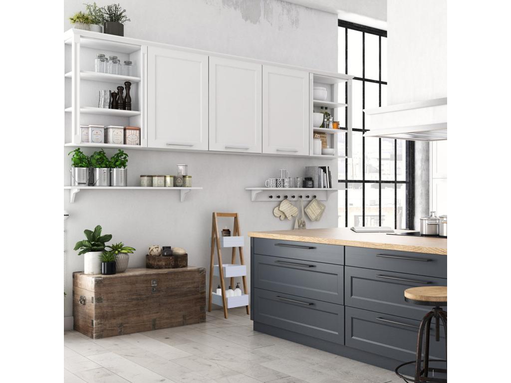 Etagère de salle de bain en Echelle 3 Etagères Mdf Nidchicshop Blanc Brun 65455LVMU