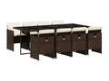 Ensemble à manger de jardin et coussins 9 pièces marron poly rotin 51428JPCU