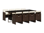 Ensemble à manger de jardin et coussins 9 pièces marron poly rotin 51428JPCU