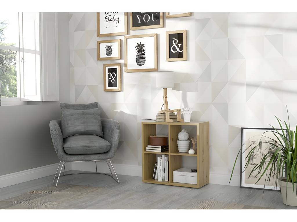 Etagère Artvivrestore 4 casiers décor bois rustique texturé - Artvivrestore 75489DMMW