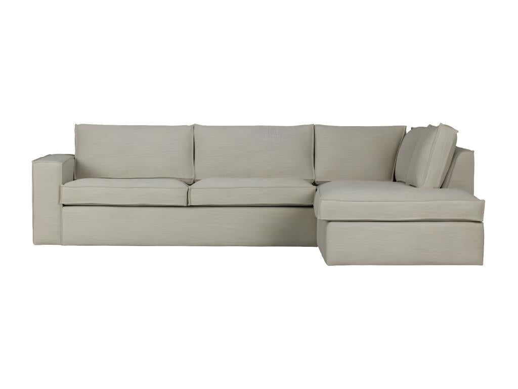 Calmetop - Canapé d'angle droit en tissu naturel clair 19152VQFJ