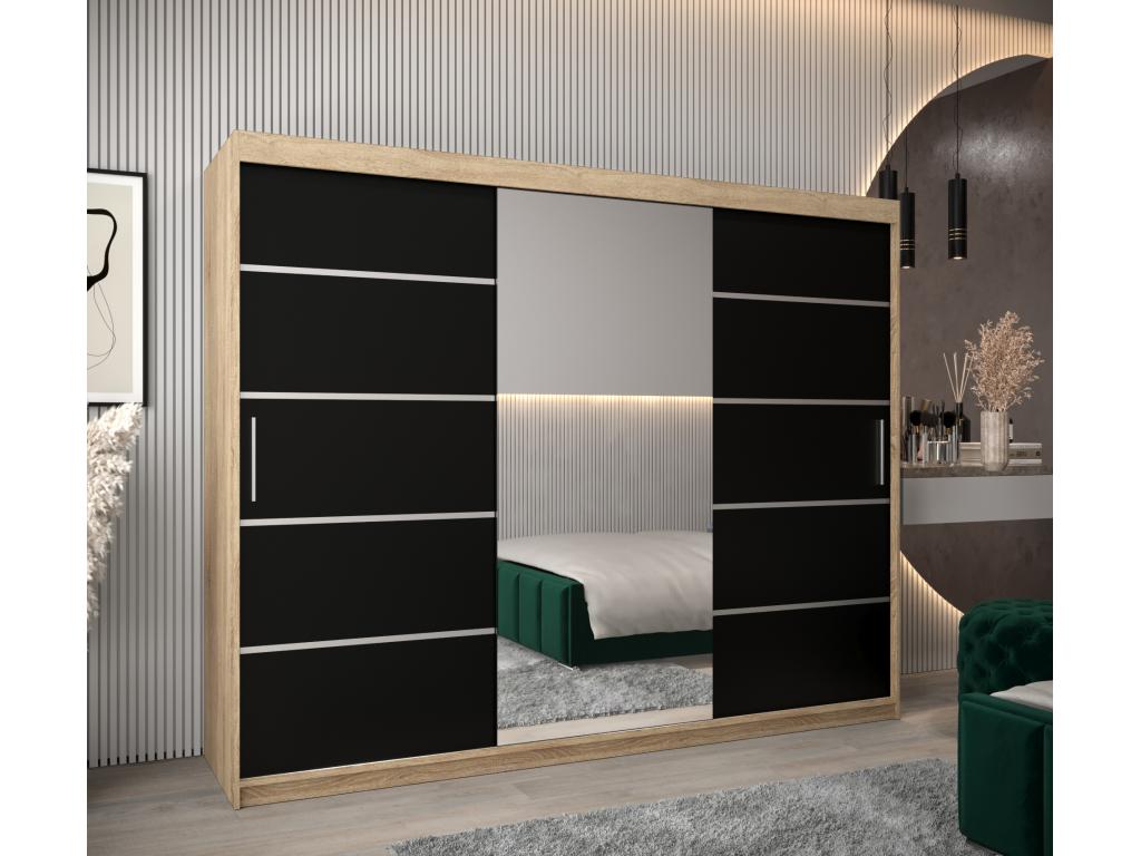 ARMOIRE Calmetop 2 À PORTES COULISSANTES 200/250/62 3 Portes Calmetop/Noir 17469PRMD