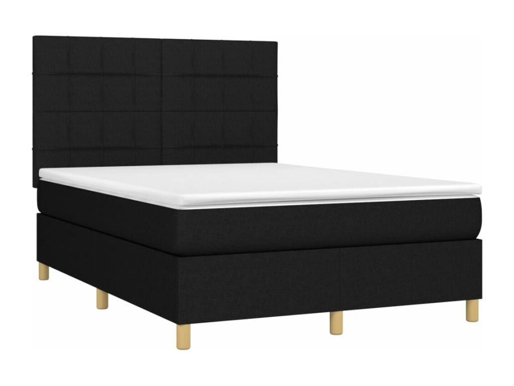 Sommier tapissier avec matelas et LED Noir 140x190 cm Tissu 40762WJZH