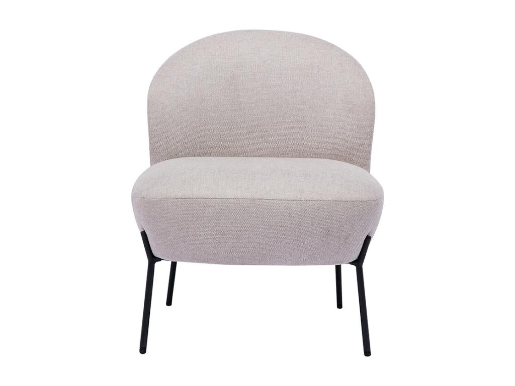 Fauteuil en tissu effet velours texturé beige et métal noir Calmetop 08898CYNP