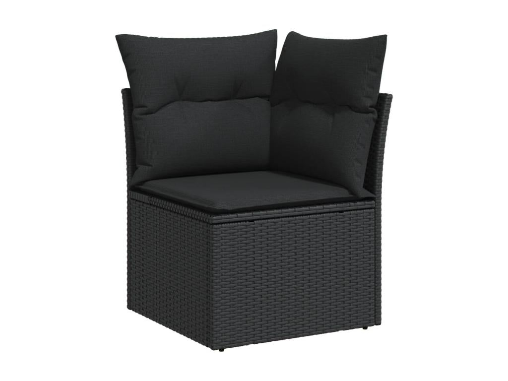 Salon de jardin 12 pcs avec coussins noir résine tressée 73699FPRU