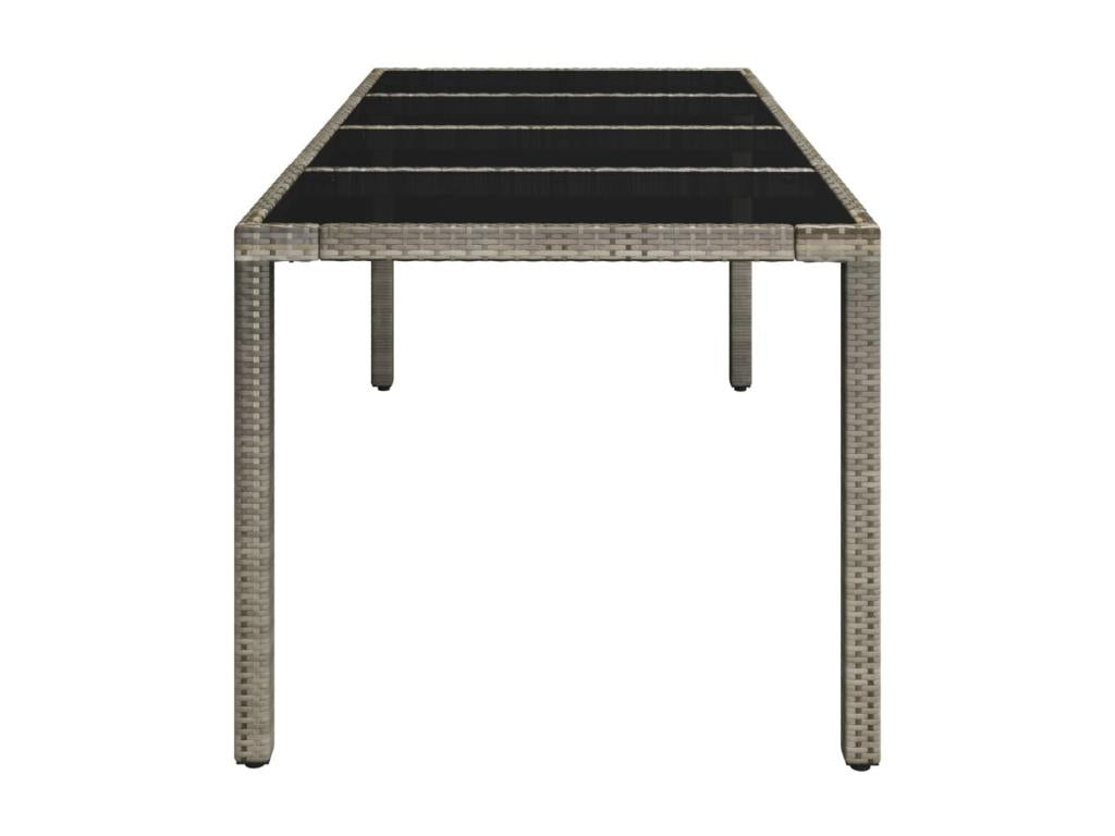 Table de jardin dessus en verre Gris 190x90x75cm Résine tressée 63302QKGH