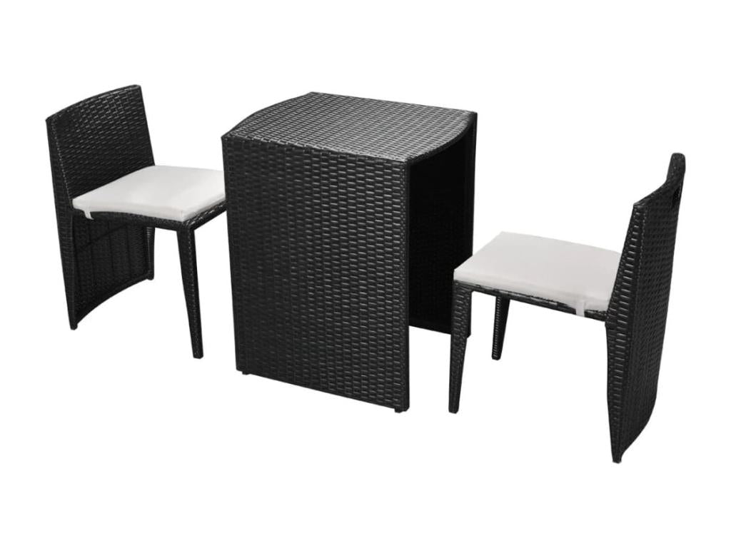 Mobilier de Artvivrestore 3 pièces avec coussins Résine tressée Noir 89308LCJR