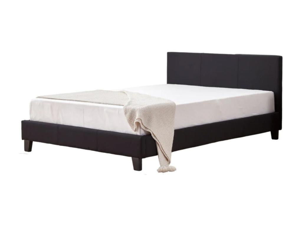 Lit double simili cuir Calmetop-Couleur Gris-160x200 34746ZBNN