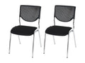 Chaise visiteur H401 Empilable lot de 2 sièges noir pieds chromés 67856UYKQ