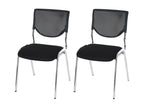 Chaise visiteur H401 Empilable lot de 2 sièges noir pieds chromés 67856UYKQ