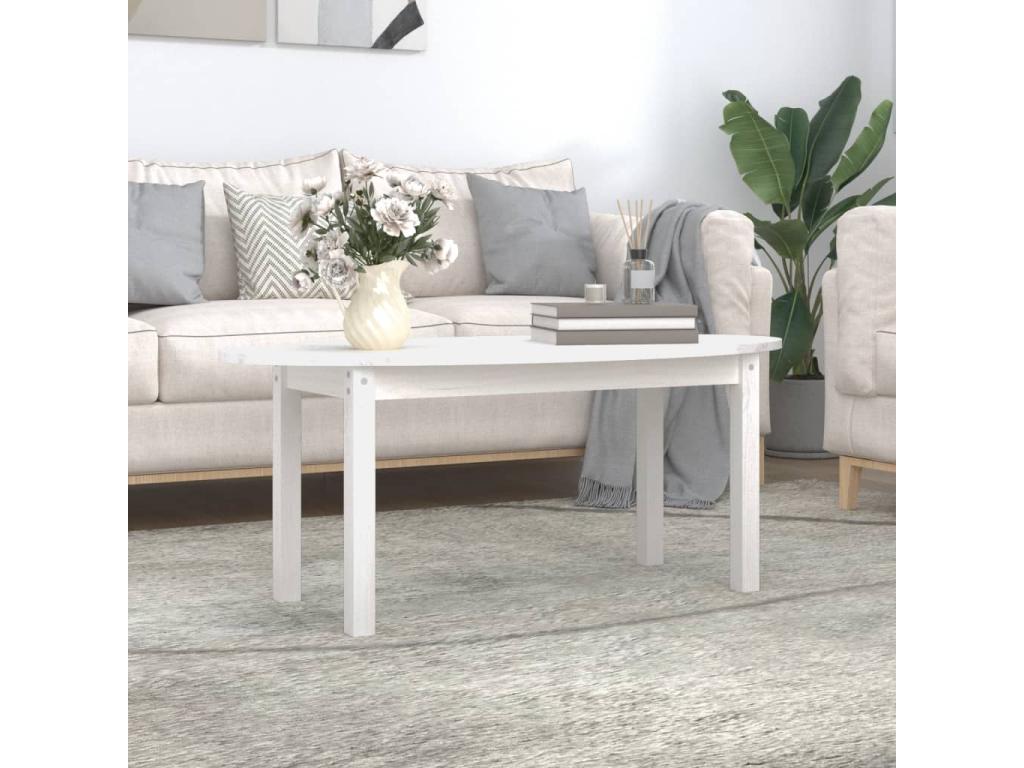Table basse Blanc 110x55x45 Bois massif de pin 63230TRBM