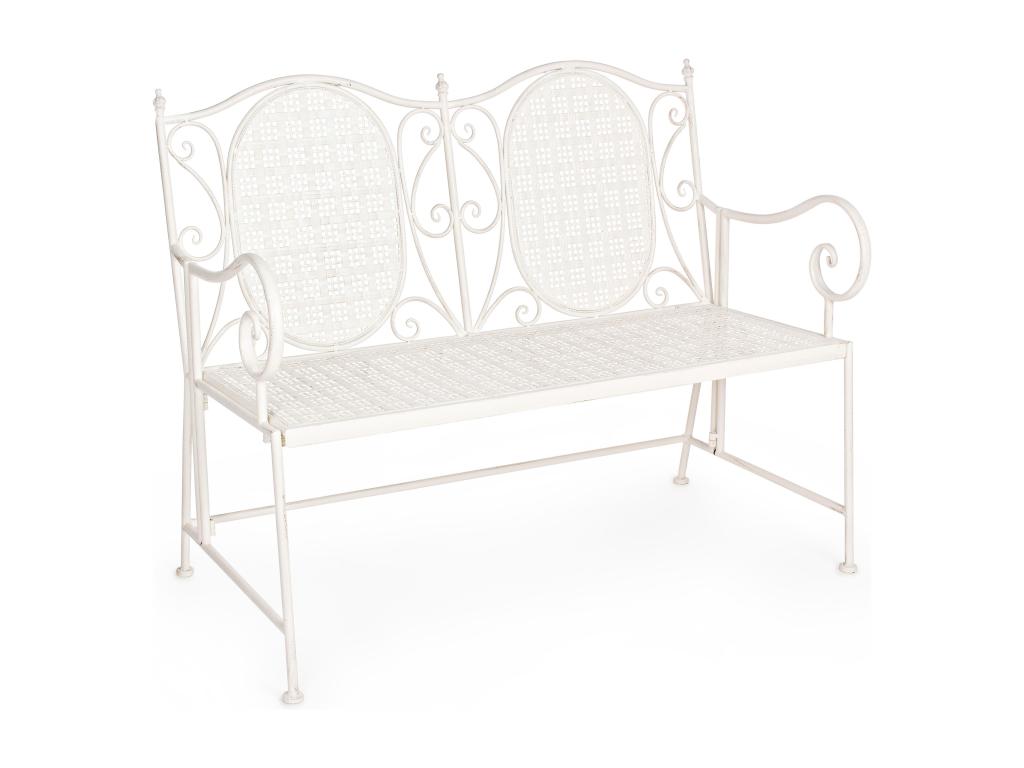 Banc 2 places en fer blanc ivoire Nidchicshop L 115cm 31248VOJC