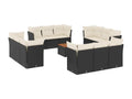 Salon de jardin avec coussins 13 pcs noir résine tressée 45153ZFTB