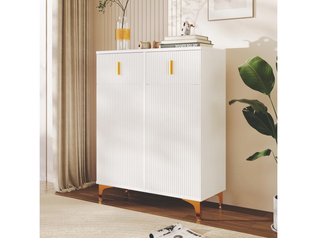 Meuble à chaussures avec 4 portes 2 tiroirs - 83x35x101 cm - Panneau de particules - Noir 19528ZXJM