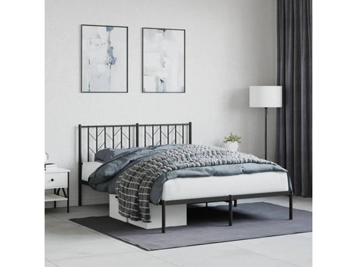 Cadre de lit métal sans matelas avec tête de lit noir 140x190cm 53861FEVQ