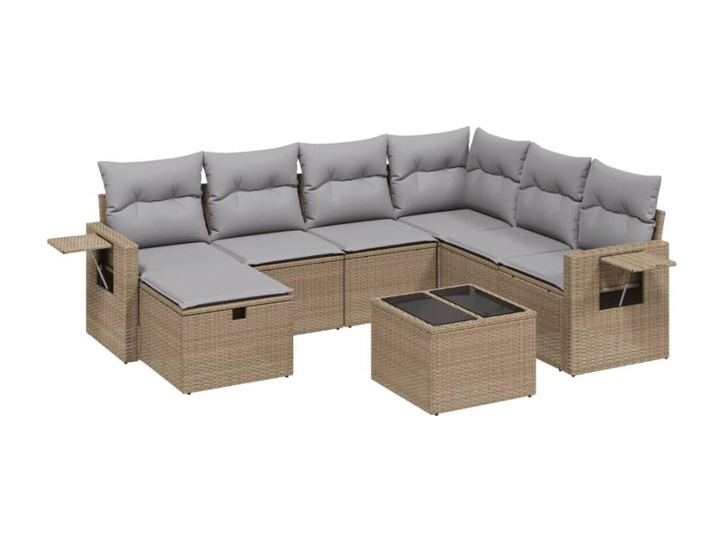 Salon de jardin avec coussins 8 pièces méArtvivrestore beige résine tressée 79502IFHF