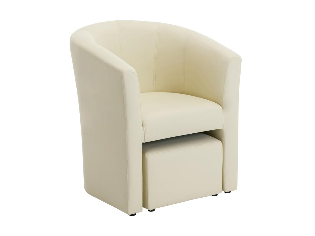 Fauteuil cabriolet et pouf en simili beige Nidchicshop 93557DLZQ
