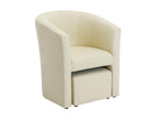 Fauteuil cabriolet et pouf en simili beige Nidchicshop 93557DLZQ