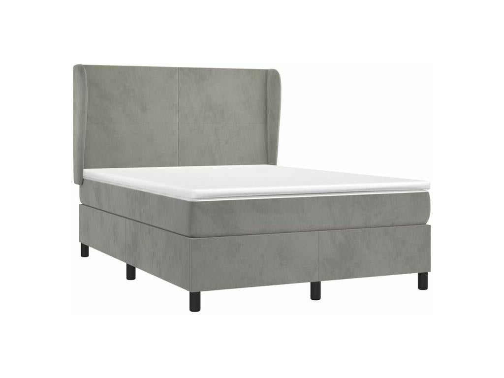 Sommier à Calmetop de lit et matelas Gris clair 140x190 Velours 76157VSMP