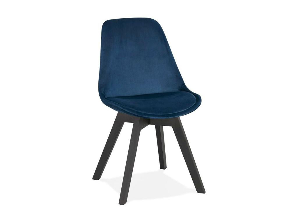 Chaise Design Velours / Bois Nidchicshop 85cm Bleu / Noir 07276LHRL
