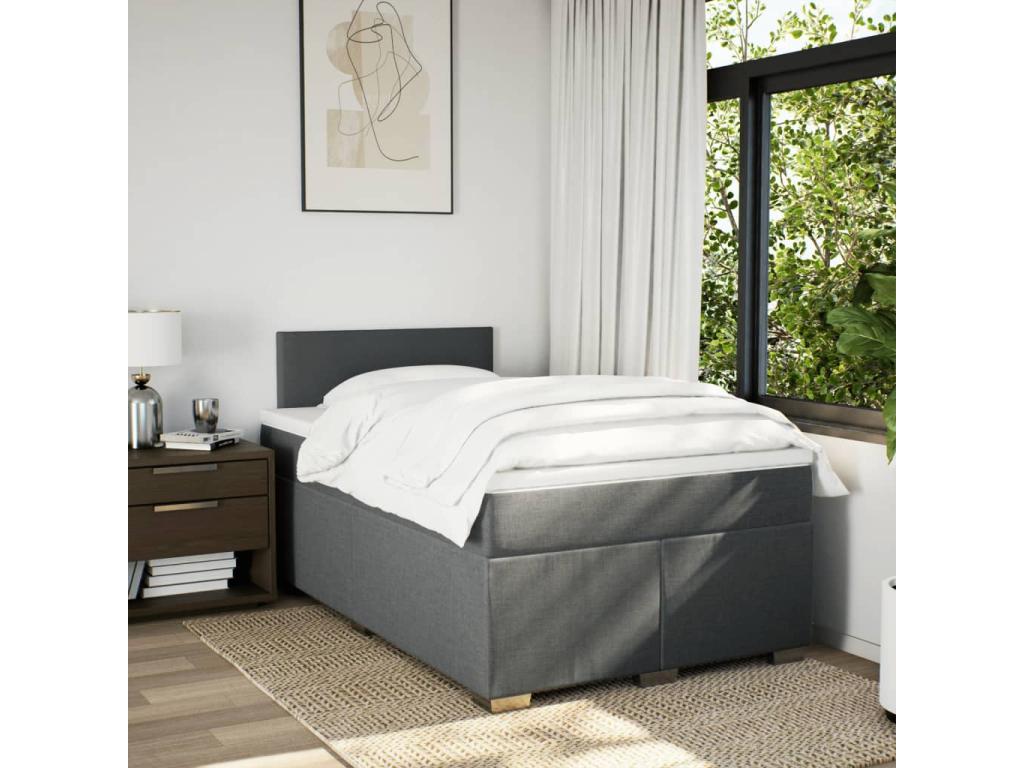 Sommier à Artvivrestore de lit avec matelas gris foncé 120x190cm tissu 01758QURS