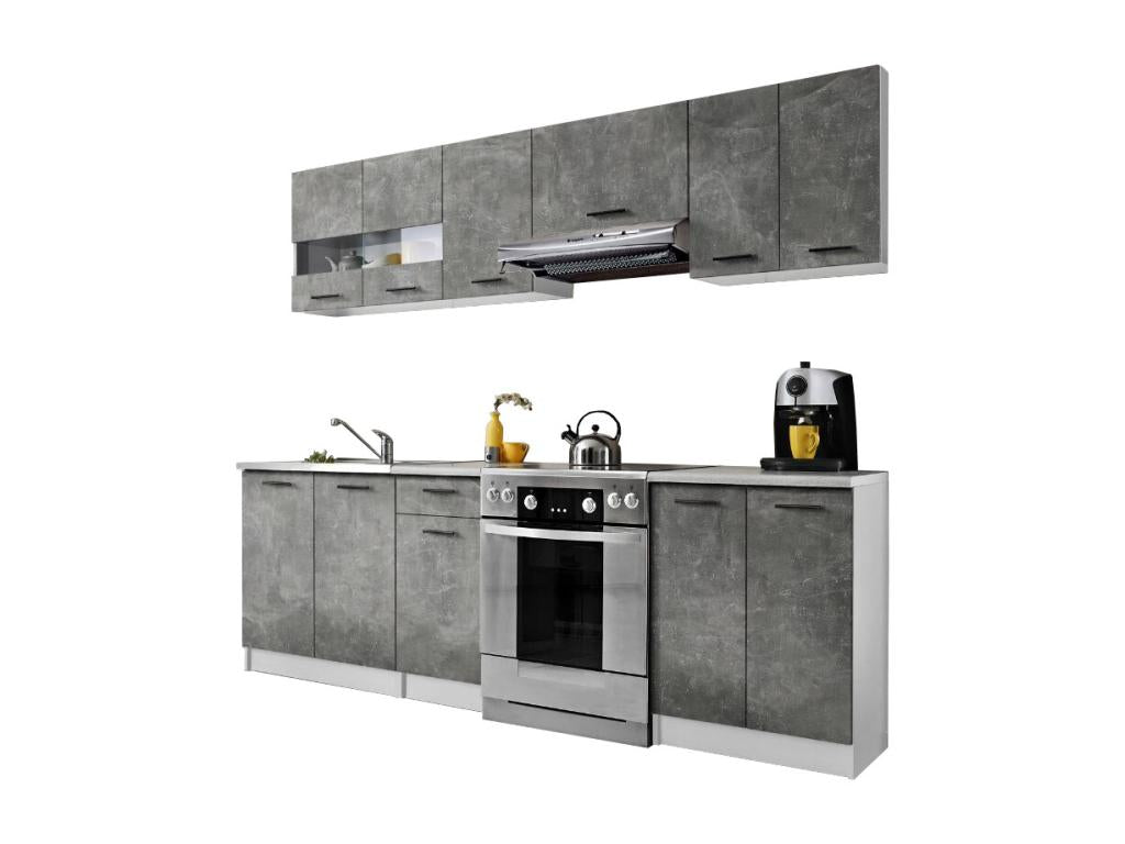 Cuisine Artvivrestore 7 éléments - finition bas BETON haut BETON 240 cm 86653MGLD