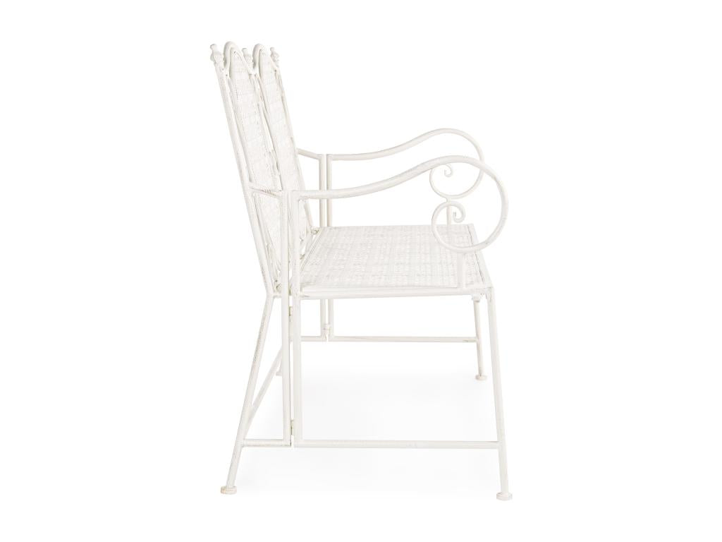 Banc 2 places en fer blanc ivoire Nidchicshop L 115cm 31248VOJC