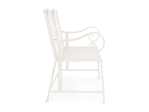 Banc 2 places en fer blanc ivoire Nidchicshop L 115cm 31248VOJC