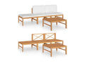 Salon de jardin 4 pièces avec coussins crème Bois de teck solide 39025ZZXI