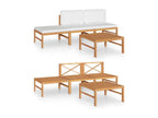 Salon de jardin 4 pièces avec coussins crème Bois de teck solide 39025ZZXI