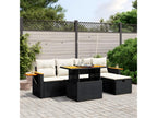 Salon de jardin 6 pcs avec coussins noir résine tressée 00729XBQB