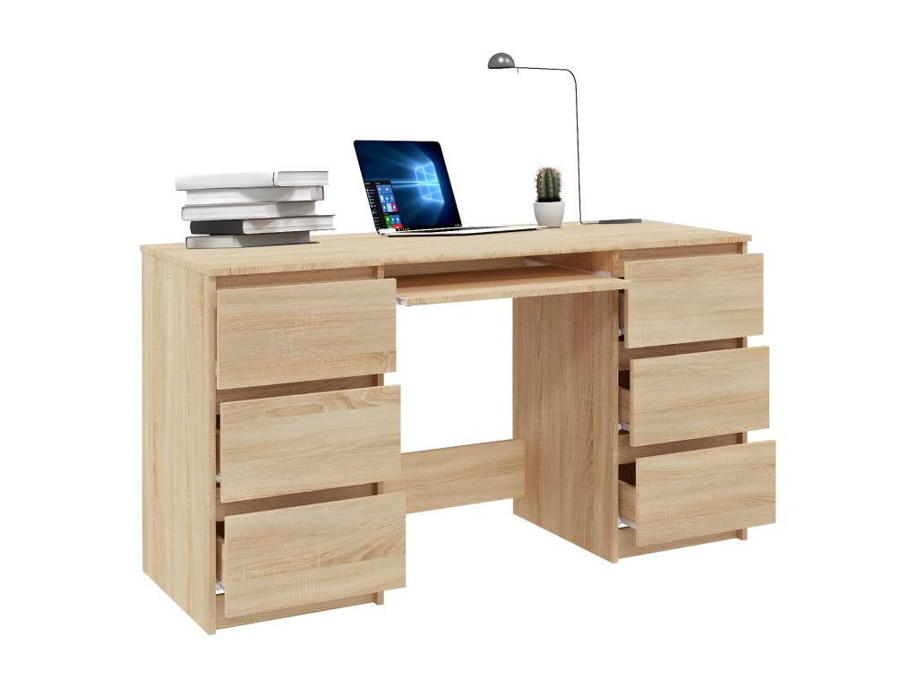Bureau Chêne Calmetop 140x50x77 cm Bois d'ingénierie 14451IAOZ