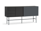 Calmetop - Buffet avec porte coulissante en bois L180cm - Gris et noir 61642ASCN