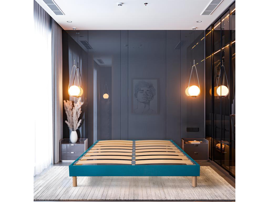 Calmetop LITERIE - Sommier à Calmetop en bois Calmetop 140x200 cm - Coloris Turquoise - Livré en Calmetop 31960WFFO